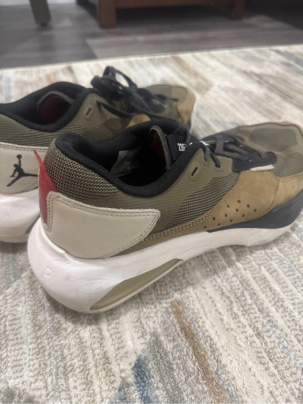 Size 12 Jordan Air 200E Olive Green Athletic Sneakers